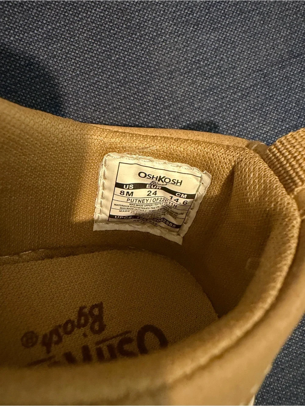 NWOT OshKosh B'gosh Tan Low-Top Kids Sneakers